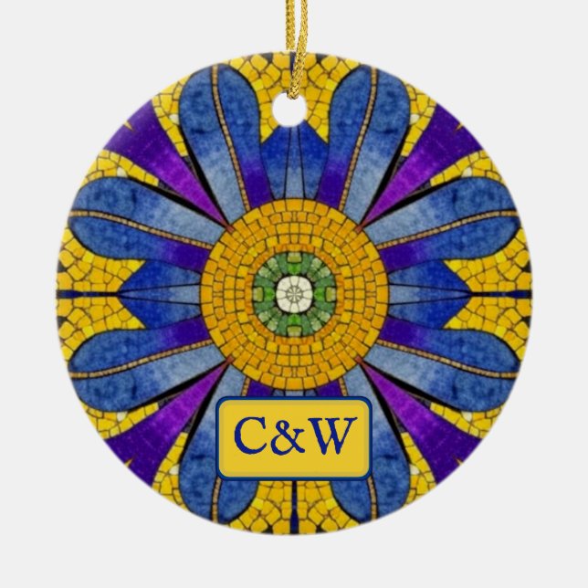 Mosaik mit römischen Fliesen - Ihr Text auf Keramik Ornament (Vorne)