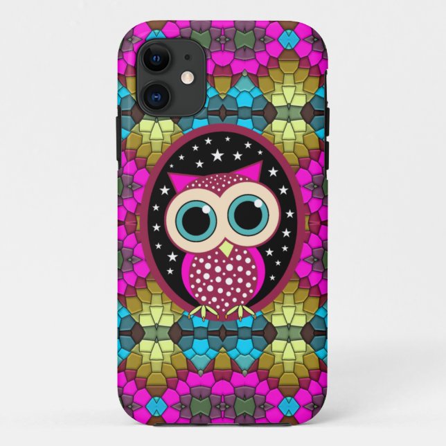 Mosaik mit rosa Eule Case-Mate iPhone Hülle (Rückseite)
