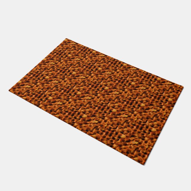 Mosaik mit tiefroten bis orangefarbenen Flecken Fußmatte (Schrägansicht)