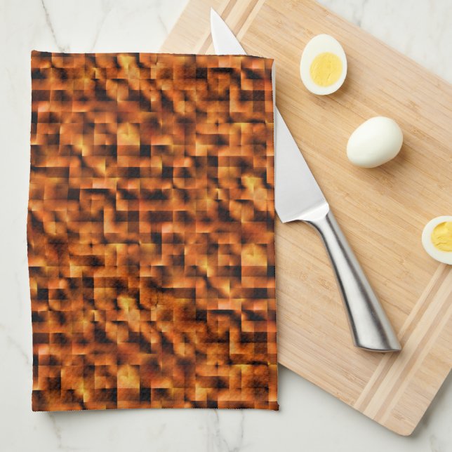 Mosaik mit tiefroten bis orangefarbenen Flecken Geschirrtuch (Viertel Falte)