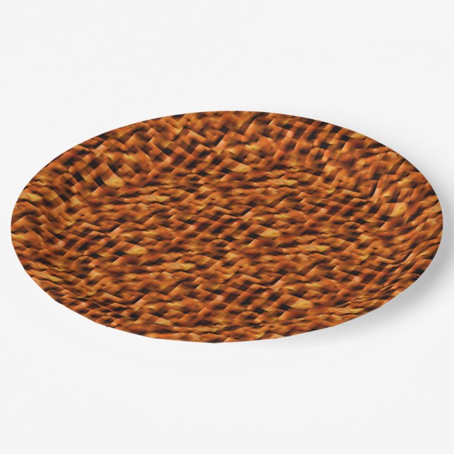 Mosaik mit tiefroten bis orangefarbenen Flecken Pappteller (Schrägansicht)