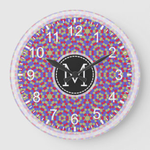Mosaik Modernes Monogramm #16 Große Wanduhr