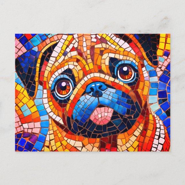 Mosaik-Mops Postkarte (Vorderseite)