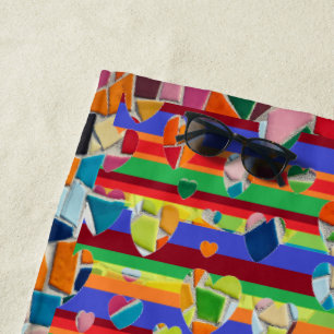 Mosaik Muster Abstrakt Heart Beach Handtuch