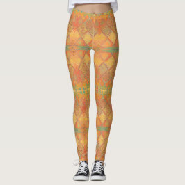 Mosaik orangefarbene Jade grün geometrisch gestalt Leggings