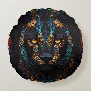 Mosaik Panther Art Rundes Kissen