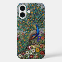 Mosaik-Pfau-Garten-Künstlerische-iPhone-Hülle