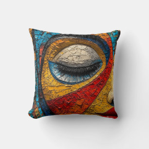 Mosaik Portrait - Abstrakte Kunst Kissen