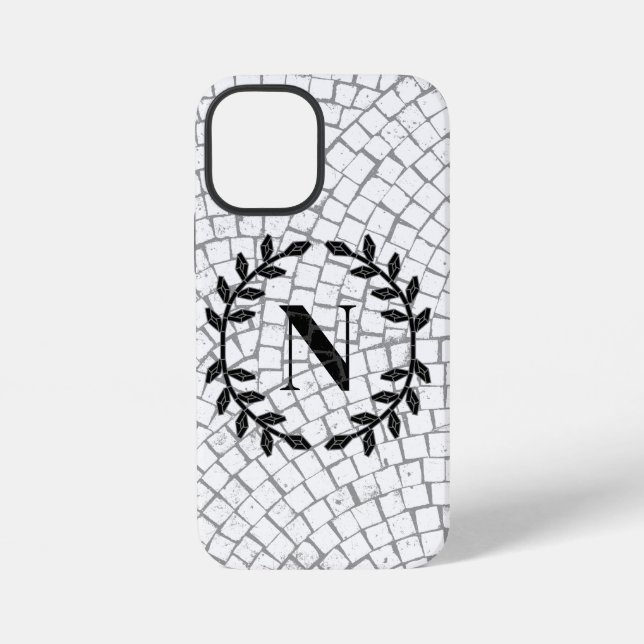 Mosaik Print Monogram iPhone 12 Mini Hülle (Rückseite)