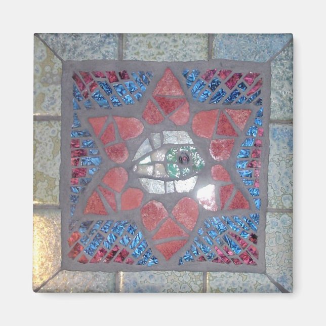 Mosaik Red Heart Star von David mit dem bösen Auge Magnet (Vorne)