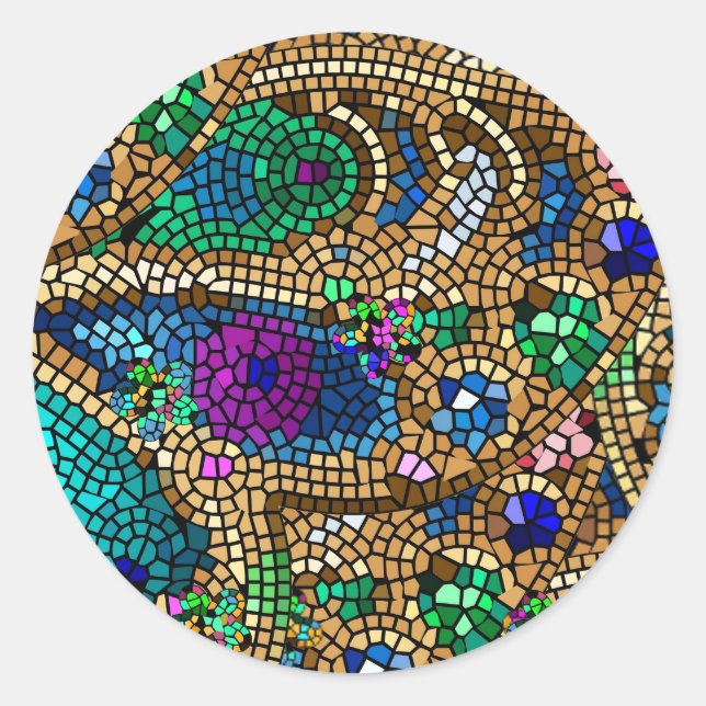 Mosaik Runder Aufkleber (Vorderseite)