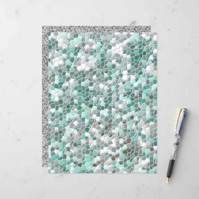 Mosaik Seafoam Gray Texturierte Konstruktion (Vorderseite/Rückseite Beispiel)