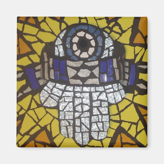 Mosaik Silver Hamsa Star Tallit und das böse Auge Magnet (Vorne)