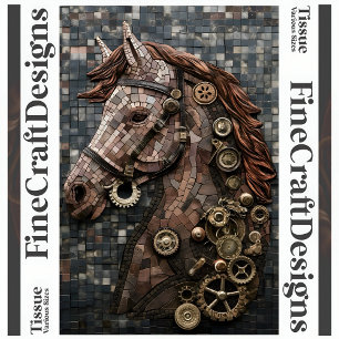 Mosaik Steampunk Brown Horse Copper A6L Decoupage Seidenpapier