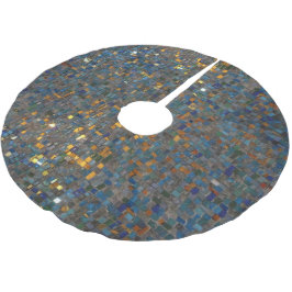 Mosaik-Steine im Blau und im Gold Polyester Weihnachtsbaumdecke