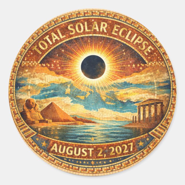 Mosaik-Stil 2027 Eclipse Runder Aufkleber (Vorderseite)