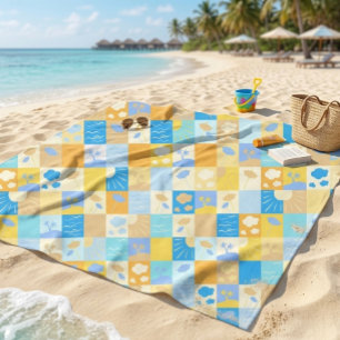 Mosaik-Strand und Ozean inspirierter Sommer Fleecedecke