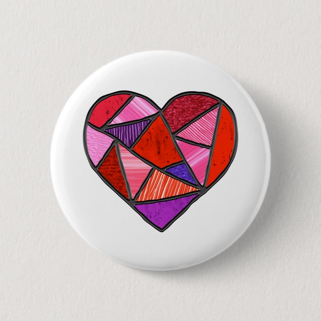 Mosaik-Suncatcher-Liebe aus Glasherz Button (Vorderseite)