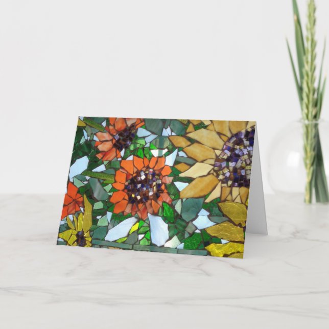 Mosaik Sunflower Grußkarte von Willowcatdesigns Karte (Vorderseite)