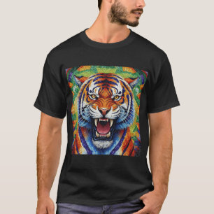 Mosaik-Tiger-Brüllen – Lebendige Stärke in getäfel T-Shirt