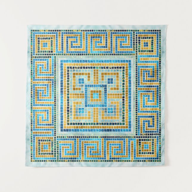 Mosaik Tile Greek Meander Key Wandteppich (Vorderseite)