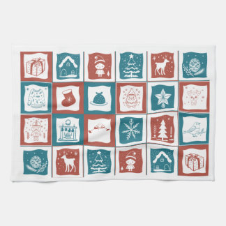Mosaik Tiled Advent Weihnachts Grün Muster Geschirrtuch