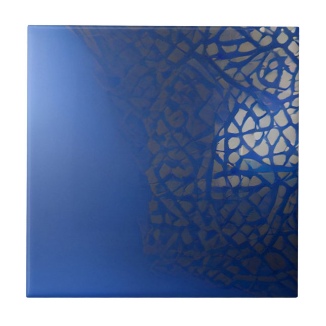 Mosaik Trellis, blaues Indigo, geometrisch Fliese (Vorderseite)