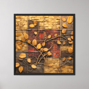Mosaik Wandkunst mit Blätter Leinwanddruck