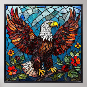 🦅 Mosaik-Weißkopfseeadler-Wandkunst für patriotis Poster