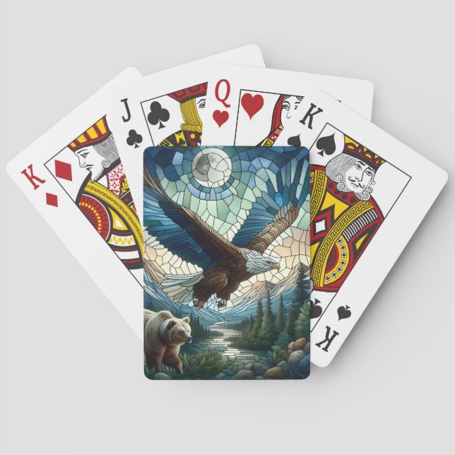 Mosaikbär und Adler im Massiv Spielkarten (Rückseite)