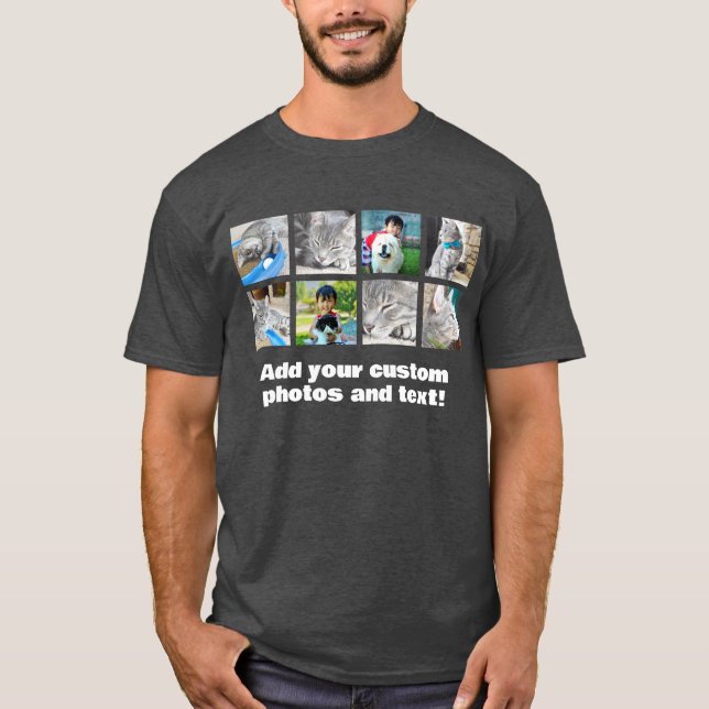 Mosaikbild-Collage-T - Shirt mit Vollfarbe 8 Foto (Vorderseite)