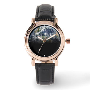 Mosaikbild des Planeten Erde mit 3 Hurrikanen Armbanduhr