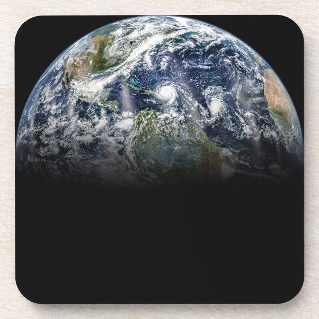 Mosaikbild des Planeten Erde mit 3 Hurrikanen Getränkeuntersetzer (Vorderseite)