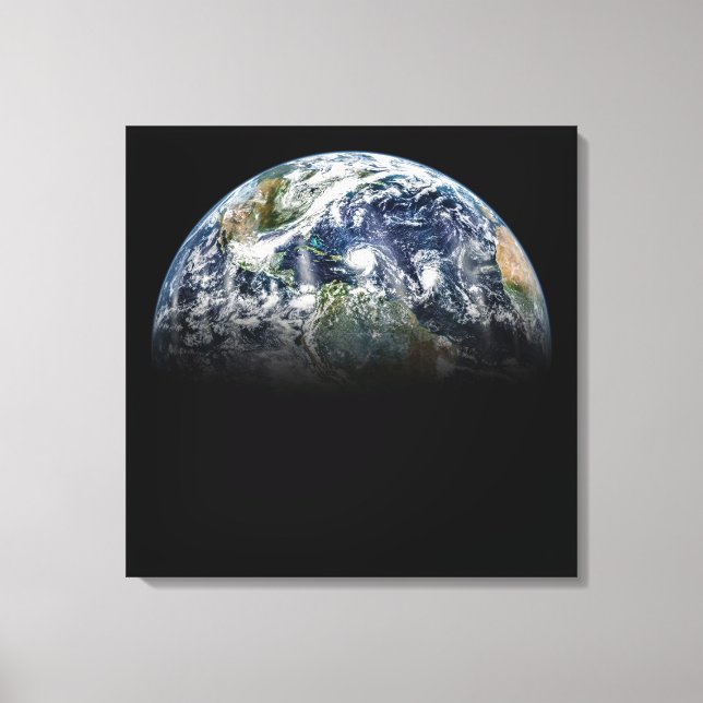 Mosaikbild des Planeten Erde mit 3 Hurrikanen Leinwanddruck (Vorderseite)
