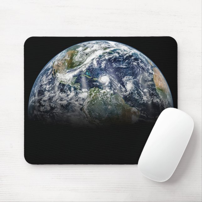 Mosaikbild des Planeten Erde mit 3 Hurrikanen Mousepad (Mit Mouse)