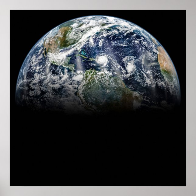 Mosaikbild des Planeten Erde mit 3 Hurrikanen Poster (Vorne)