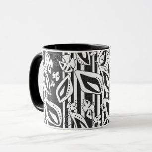 Mosaikdekor im abstrakten, modernen Schwarz-weißen Tasse