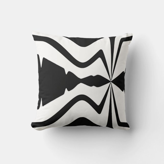 Mosaikdesign in Schwarz auf Weiß-Groß-Sound-Wave Kissen (Vorderseite)