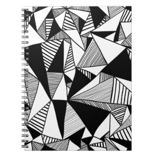 Mosaikdreiecke, Schwarz-weiße Textur. Notizblock