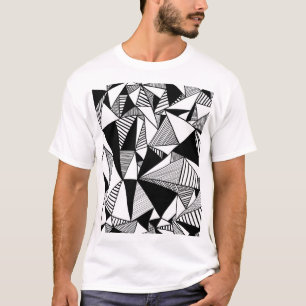 Mosaikdreiecke, Schwarz-weiße Textur. T-Shirt