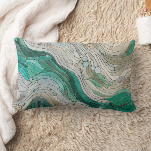 Mosaike Abstrakte Kunst - Perl, Taupe und Emerald Lendenkissen