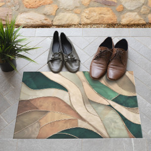 Mosaike Abstrakte Kunst - Taupe und Emerald Fußmatte