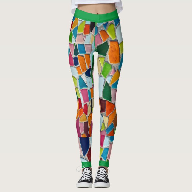 Mosaike Designs mit Grün Leggings (Vorderseite)