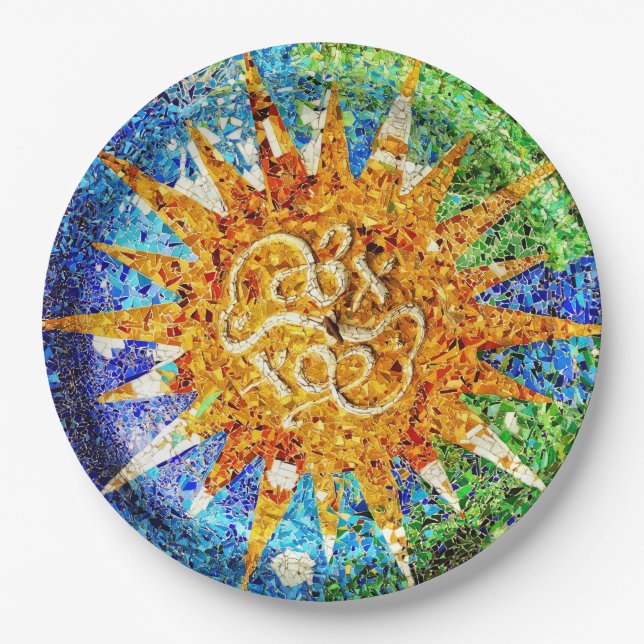 Mosaike Park Guell Pappteller (Vorderseite)