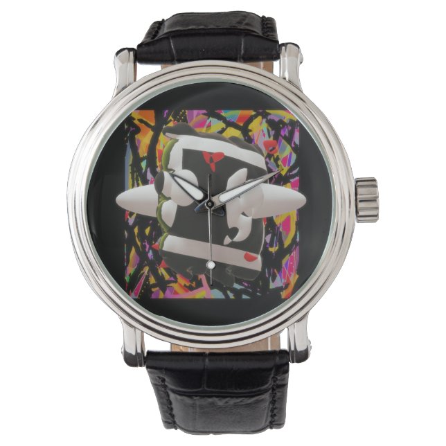 Mosaikfarben von Madness Art gerahmt Armbanduhr (Vorderseite)