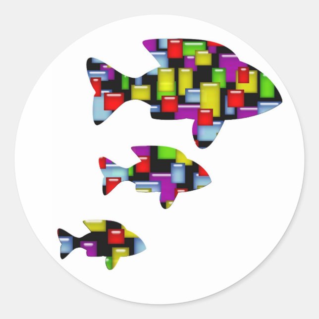 Mosaikfisch Runder Aufkleber (Vorderseite)