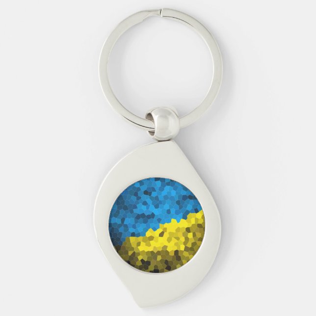 Mosaikflagge der Ukraine Schlüsselanhänger (Vorderseite)