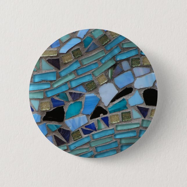 Mosaikfliesen aus blau und grün button (Vorderseite)