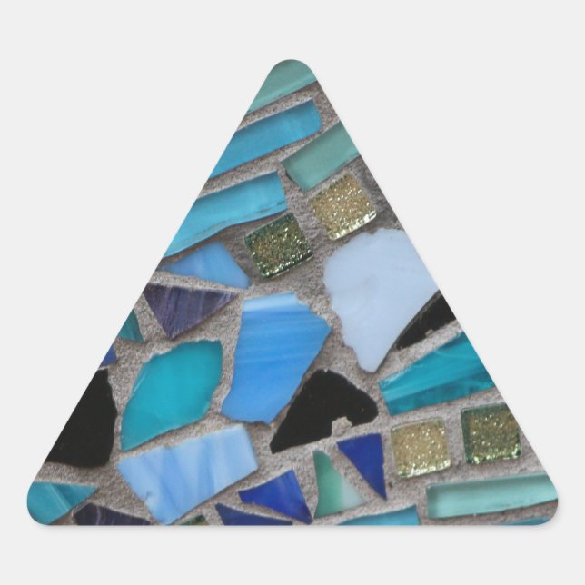 Mosaikfliesen aus blau und grün dreieckiger aufkleber (Vorderseite)