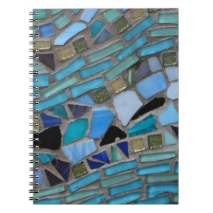 Mosaikfliesen aus blau und grün notizblock